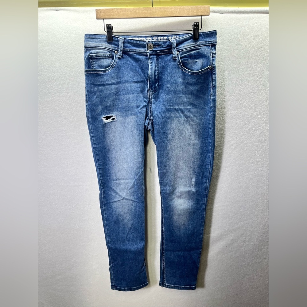 Hydraulic Blue Denim Distressed Jegging Jeans Womens 12 Stretch Cute 2314